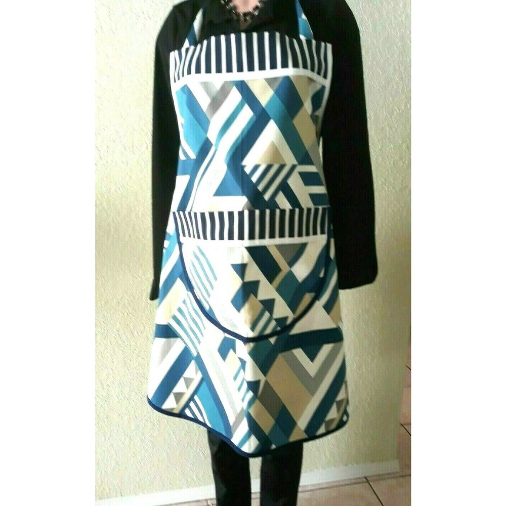 Women Apron Handmade Chef pocket Geometric design